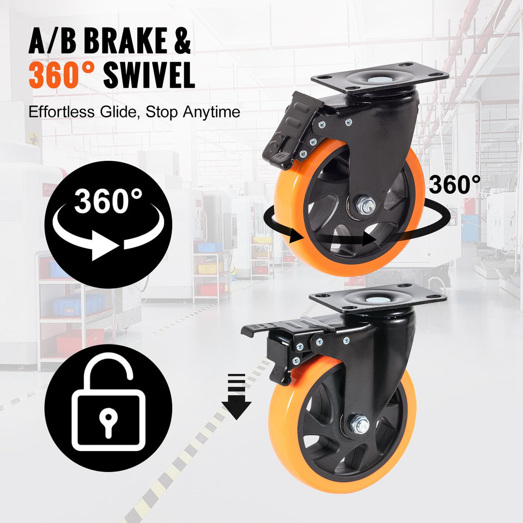 Heavy Duty 5 Inch Swivel Casters With Locks Set Of 4