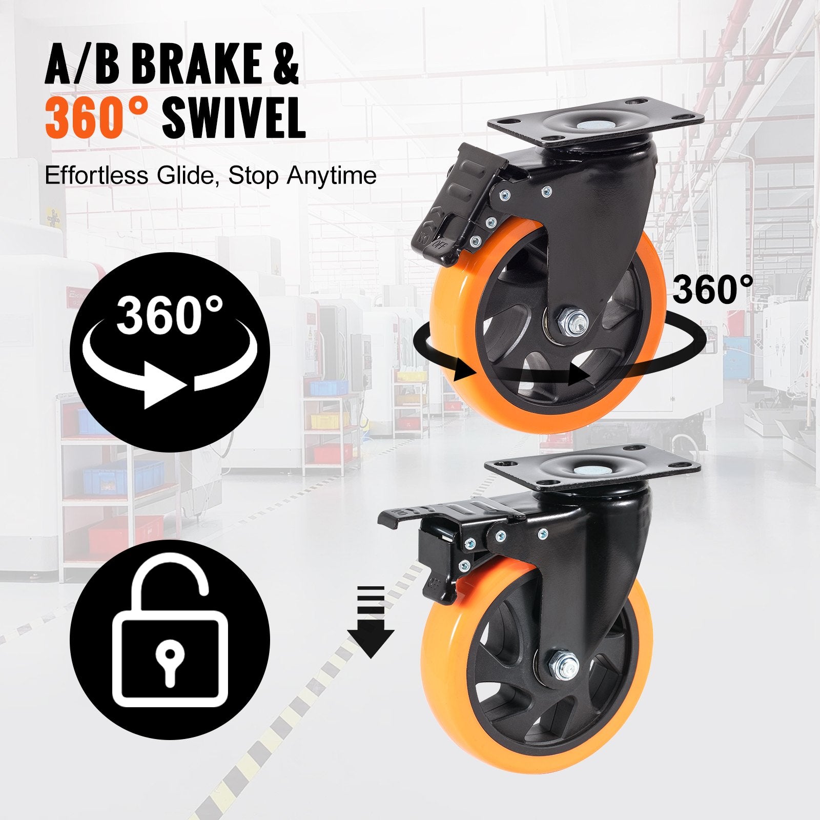 Heavy Duty 5 Inch Swivel Casters With Locks Set Of 4